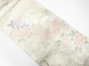 佐賀錦　松に鶴・牡丹模様織り出し　袋帯